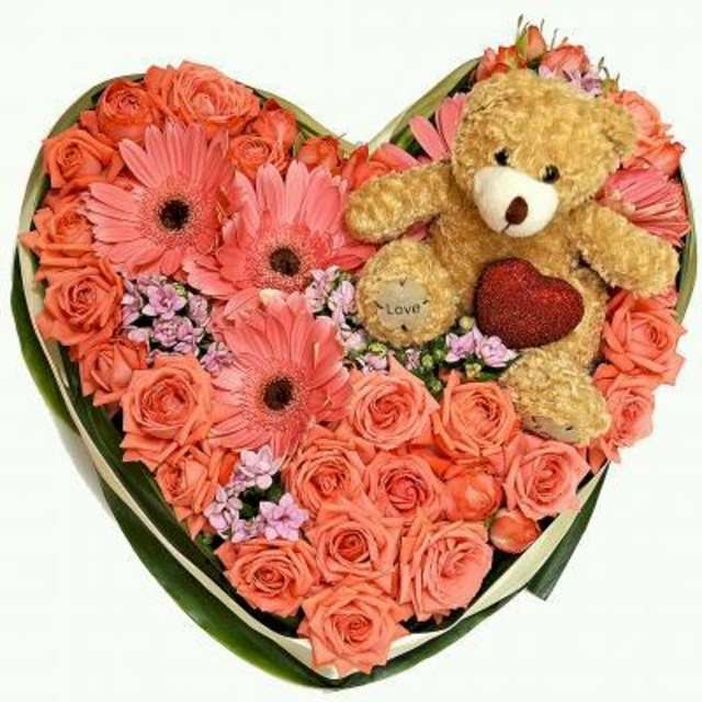 Букет Розы и Мишка